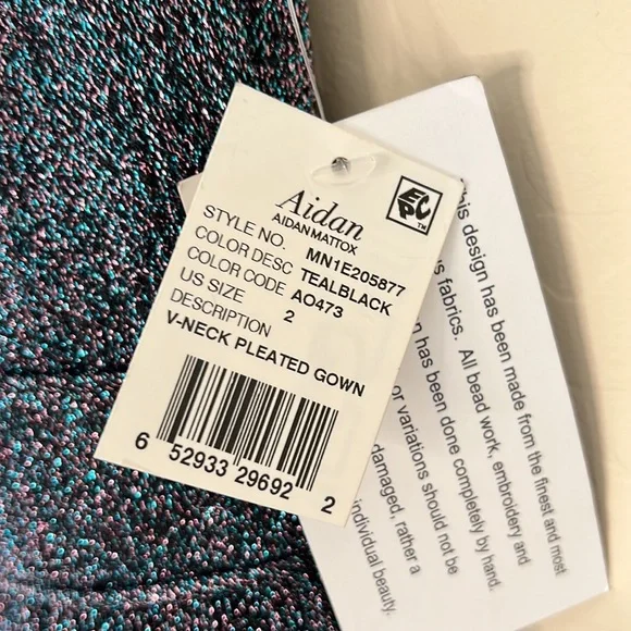 NWT Aidan Mattox Metallic Maxi Gown